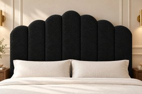 Pat tapițat Bellora 140×200 cm, negru, cu ladă de depozitare