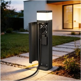 BRILAGI - Lampă de exterior cu 2 prize SCHUKO PILLAR 1xG9/11W/230V IP44 neagră