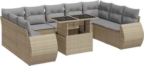 vidaXL Set canapele de grădină cu perne, 10 piese, bej, poliratan