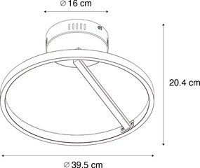 Plafoniera de design neagra incluzând LED cu dimmer pe 3 trepte - Anello