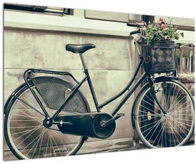 Tablou - Bicicleta de epocă cu flori (90x60 cm)
