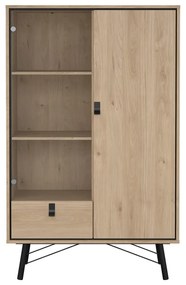 Vitrină în culoare naturală cu aspect de lemn de stejar 102x162x40 cm Ry – Tvilum