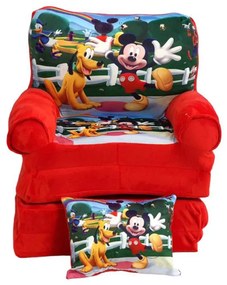 Fotoliu din plus extensibil in 4 pliuri, Mickey si Prietenii, 150 cm, Rosu - FPE-42