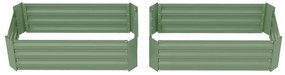Outsunny Set de 2 paturi de legume pentru gradina dim. 100L x 50l x 30H cm - tabla de otel ondulata verde | Aosom Romania