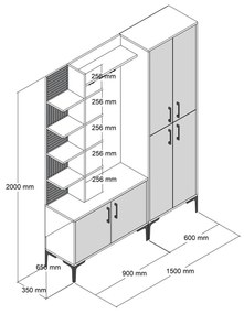 Cuier cu pantofar Casamob Hall Stand, Nuc, 150 x 200 x 35 cm