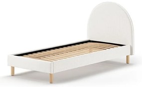 Pat single alb tapițat cu somieră 90x200 cm MOON – Vipack