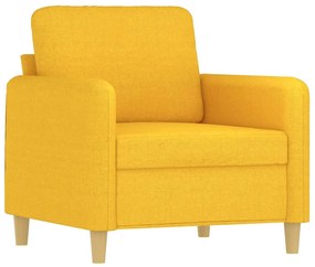 Fotoliu canapea cu taburet, galben deschis, 60 cm, textil Galben deschis, 78 x 77 x 80 cm