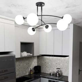 Lustră pe tijă PREGOS 6xE14/10W/230V negru/alb