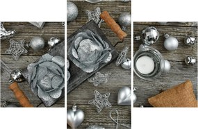 Tablou - decorațiuni argintii de Crăciun (90x60 cm)