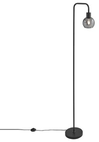 Lampă de podea Art Deco neagră cu sticlă fumurie - Vidro