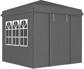 Outsunny Pavilion pop-up 2,5 x 2,5 m cu pereți laterali și geantă de transport, cort de grădină reglabil pe înălțime UPF50+, gri închis | Aosom Romania
