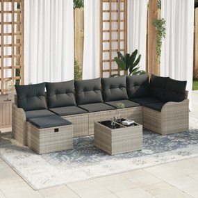 vidaXL Set de canapele pentru grădină cu pernă 8 pcs Gri deschis