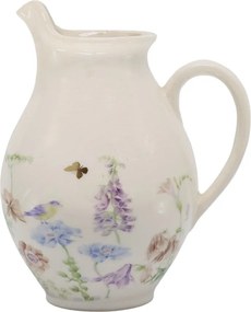 Carafă din ceramică crem cu model floral „Papillon”, H19/D12 cm