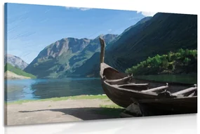 Tablou nava de lemn vikingă