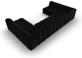 Colțar negru cu tapițerie din catifea (în formă de "U") Kendal – Micadoni Home