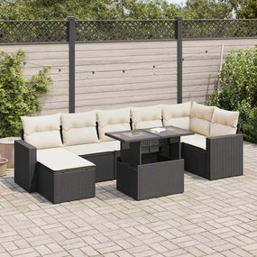 3326357 vidaXL Set mobilier de grădină cu perne, 8 piese, negru, poliratan