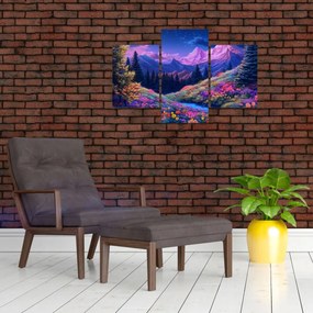 Tablou - Peisaj violet la lună plină (90x60 cm)