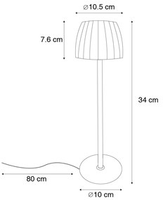 Lampă de masă modernă roșie, reglabilă în 3 trepte, reîncărcabilă - Dolce