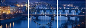 Tablou cu podurile din Praga (cu ceas) (90x30 cm)