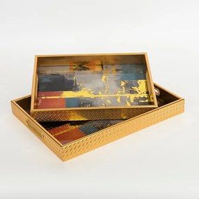 SET 2x tavă decorativă 40x30/35x25 cm auriu