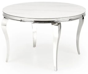 Masa rotunda Reginald marmura alba/argintiu ø120 cm