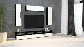 Living haaus Haga V19, Alb Lucios/Negru, MDF, L 240 cm