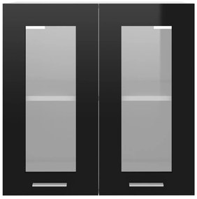 Dulap suspendat din sticla, negru, 60 x 31 x 60 cm, PAL Negru, Dulap suspendat din sticla 60 cm, 1