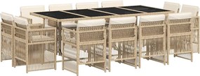 vidaXL Set mobilier de grădină cu perne, 13 piese, bej, poliratan