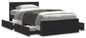 3295619 vidaXL Cadru de pat cu tăblie, negru, 75x190 cm, lemn prelucrat