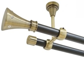 Galerie dubla carter fara inele prindere tavan 19/19 mm negru aur antic (Alege marime: 200 cm)