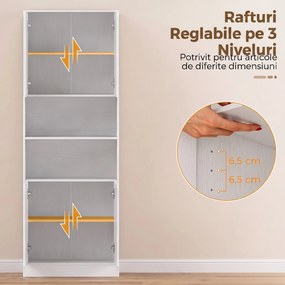 HOMCOM Dulap Cămară de Bucătărie 170cm, cu Raft Reglabil, Alb | Aosom Romania