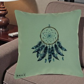 Perna Personalizata Prinzator de Vise cu Pene Albastre, 40x40 cm, Verde, Husa Detasabila, Perna Inclusa, BEKZ®