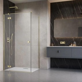 Cabina de dus patrata cu usa batanta Radaway Essenza KDJ 120x120 cm finisaj auriu periat-transparent stanga