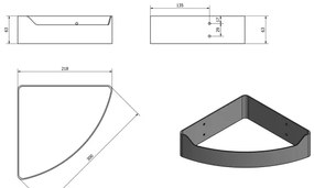 Raft de colț pentru duș Aqualine SAMBA 21,8x30 cm crom lucios