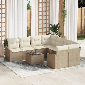 vidaXL Set de canapele pentru grădină cu pernă 9 pcs Bej și crem