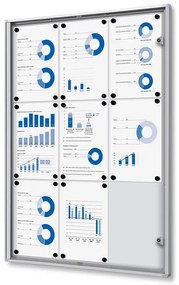 Vitrina informații interioare Economy 9 x A4 - spate din tablă, aluminiu