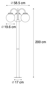 Lămpă de grădină neagră cu sticlă transparentă 200 cm 3 lumini IP44 - Sfera