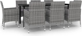 vidaXL Set mobilier de grădină cu perne, 9 piese, poliratan și sticlă