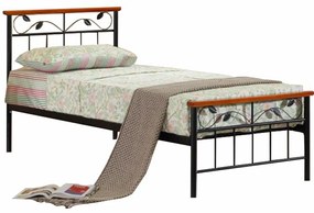 Cadru pat cu somieră lamelară, lemn cireş/metal, 90x200, MORENA NEW