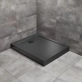 Cadita dus dreptunghiulara Radaway Doros F Compact Stone 140x80 cm acril negru
