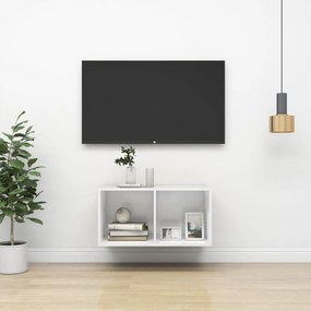 Dulap TV montat pe perete, alb extralucios, 37x37x72 cm, PAL 1, Alb foarte lucios, 37 x 37 x 72 cm
