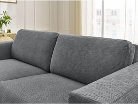 Canapea gri închis pentru dormitul zilnic/extensibilă cu tapițerie din chenille 220 cm Hugo – Bobochic Paris