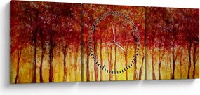 Tablou - Pictura pădurii cu frunziș (cu ceas) (90x30 cm)
