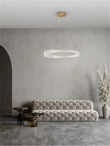 Lustra LED suspendata , dimabila, cristal design elegant AURELIA auriu 80cm