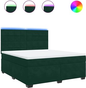 vidaXL Pat box spring cu saltea, verde închis, 180x200 cm, catifea