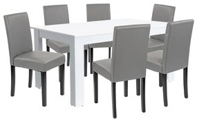 Set de masă Leon 6+1 alb-gri