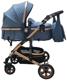 Carucior nou nascuti 2 in 1 Baby Care™ PRO 531, Cu geanta bebe, Cadru Aluminiu Gold , Amortizoare, Roti din cauciuc plin AVE, Spatar reglabil 3
