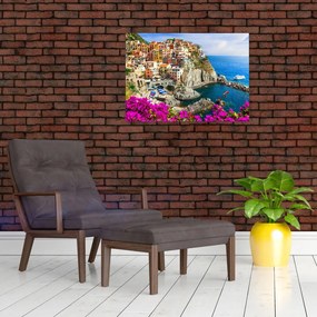 Tablou pe sticlă - Satul italian Manarola (70x50 cm)