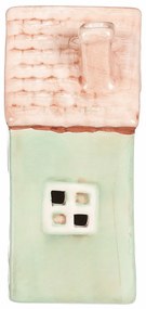 Căsuță din ceramică cu LED, 10 x 7 x 14 cm,primăvară, verde închis