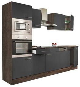 Mobilă de bucătărie Yorki cu corp din stejar Yorki, față antracit satinat, dimensiune 280 cm